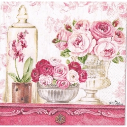 Serwetka do decoupage -1700- kwiaty róże , storczyk / wzór 4-krotny